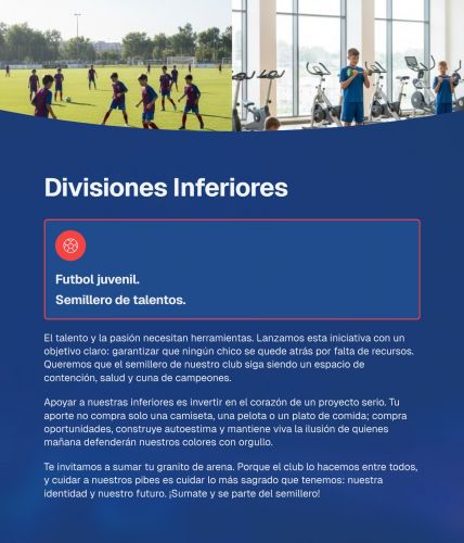 COLABORÁ CON LAS DIVISIONES INFERIORES Y JUVENILES